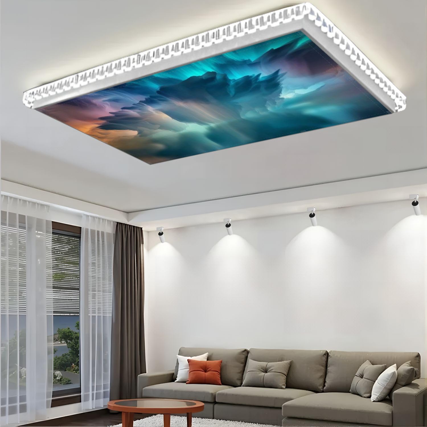 Fluorescent Light Covers for Ceiling Lights Magical world Abstract Landscape surreal lake reflections art Easy to Install Magnetic Light Filter for Classroom Office Hospitals School Home Decor