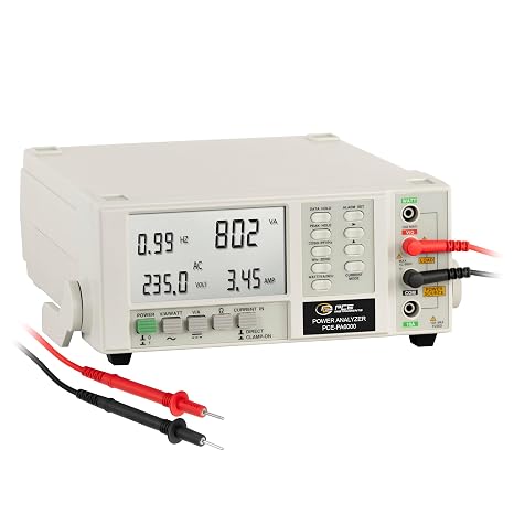 PCE Instruments PCE-PA6000 Power Quality Analyzer, for Electrical Testing, Measures Voltage, Current, Power, and Harmonics, Features Logging, USB Interface, and Color Display