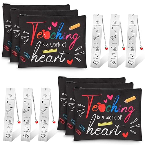 Miniatura 1 de Amylove 12 piezas de regalos de agradecimiento para profesores, kit de supervivencia para profesores, bolsas de maquillaje, bolsa de lona, bolsa de