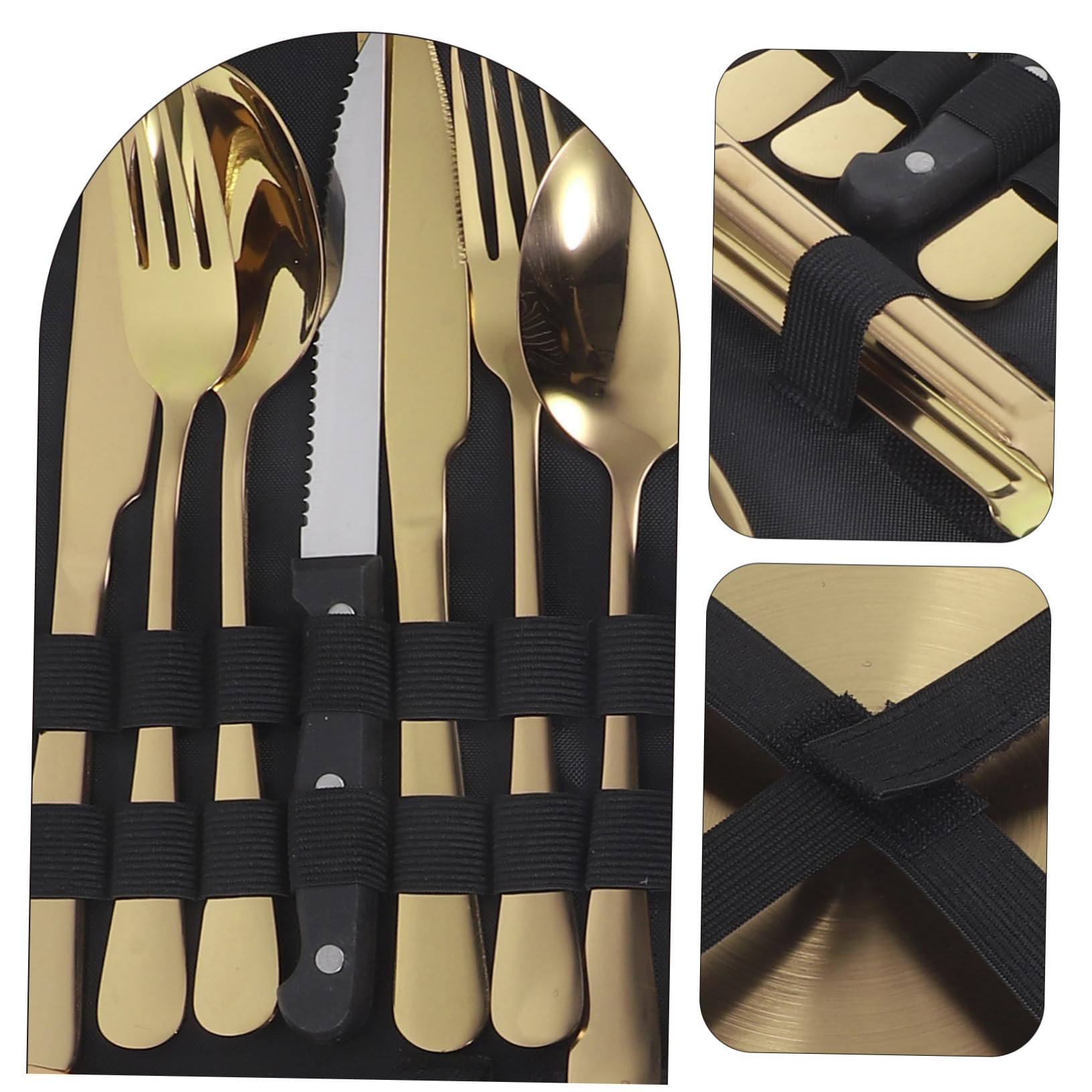 ABOOFAN Campingbesteck Robustes Metallbesteck aus Edelstahl mit Tragetasche Platzsparend und Leicht für Outdoor Camping und Picknick für Unterwegs