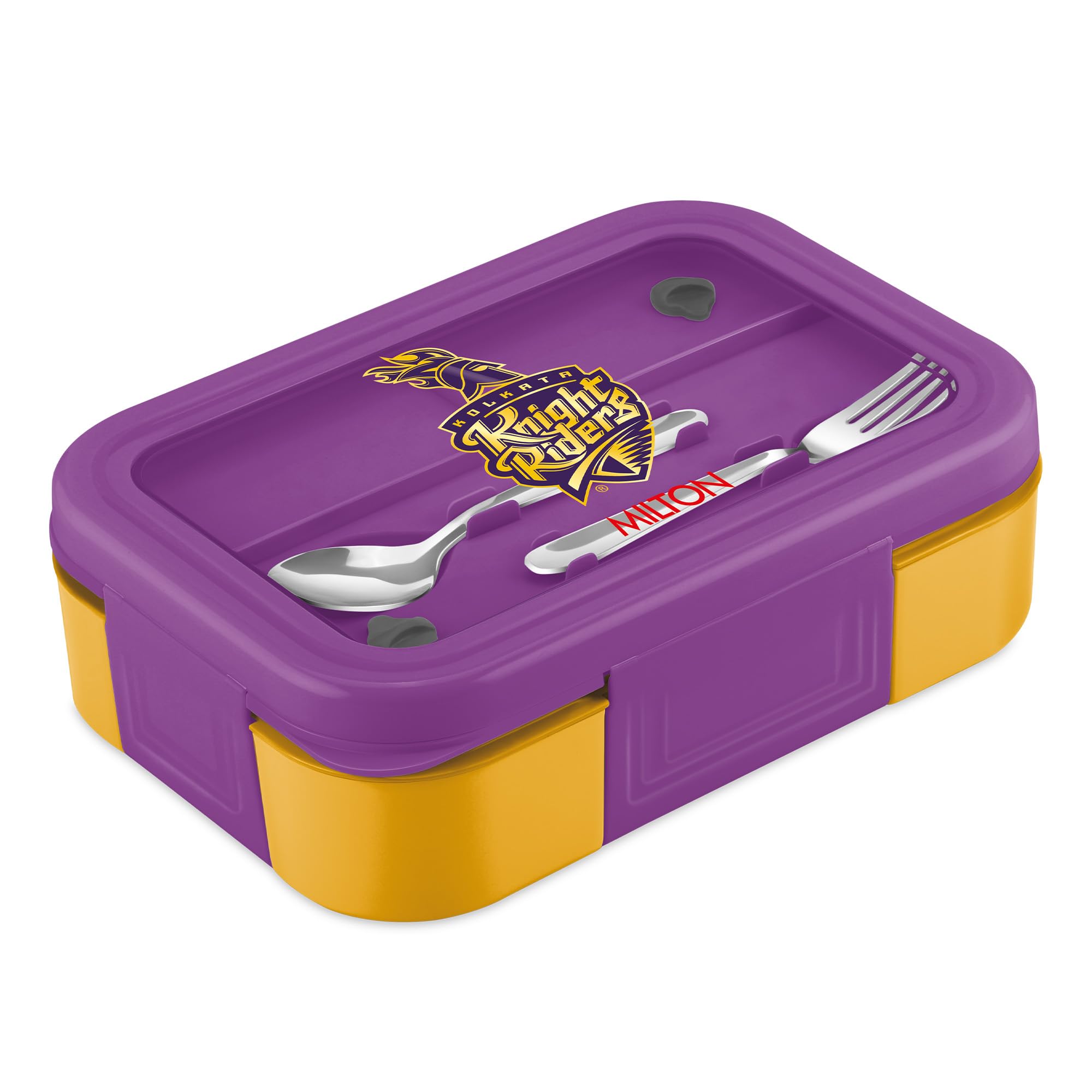 Milton Sports Ethan 2 | KKR Official Drinkware Partner | Inner SS Tiffin Box, 2 Partition,Steam Release Plug | PU Insulated,Leak-Proof | Lunch Box for Kids,Boys,Girls with Snap Lock Lid | 650 ml, Gold