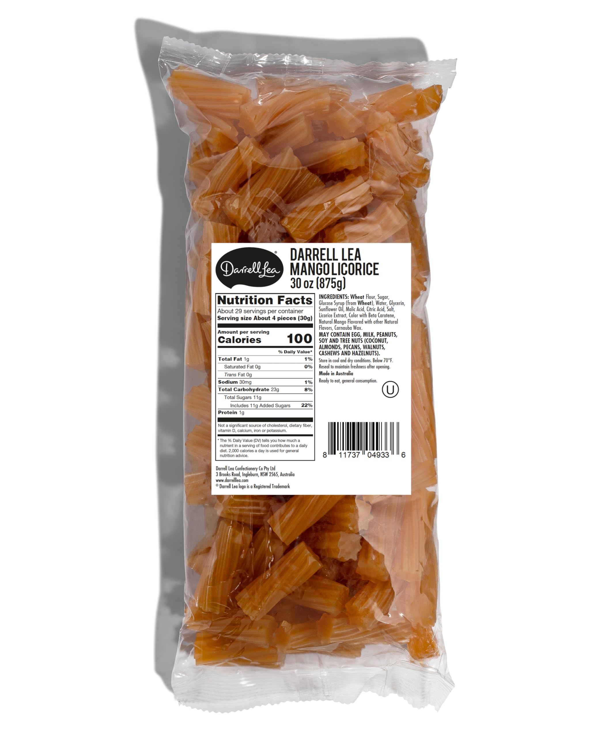 Darrell LeaBulk Australian Licorice, Non-GMO, No Palm Oil, No High Fructose Corn Syrup, Soft & Chewy Licorice Candy, Made in Australia (1.925 Pound Bulk Bag, Mango)
