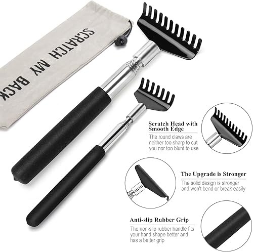 Miniatura 3 de YIKATO Juego de regalo de rascador de espalda, paquete de 4, herramienta de masaje telescópica portátil extensible de acero inoxidable, relleno de