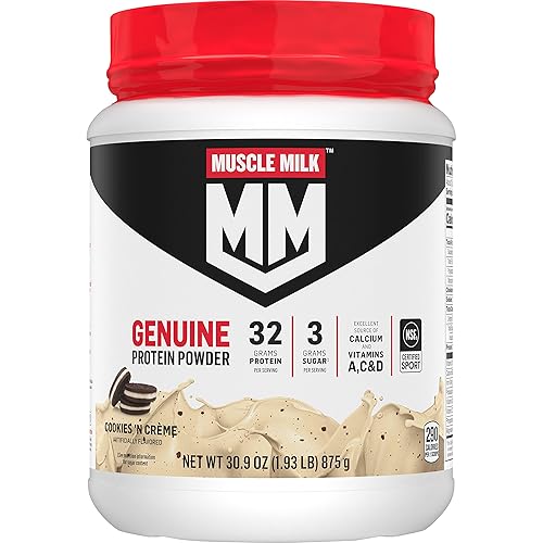 Muscle Milk Genuine Protein Powder, Cookies 'N Crème, 1.93 Pounds,