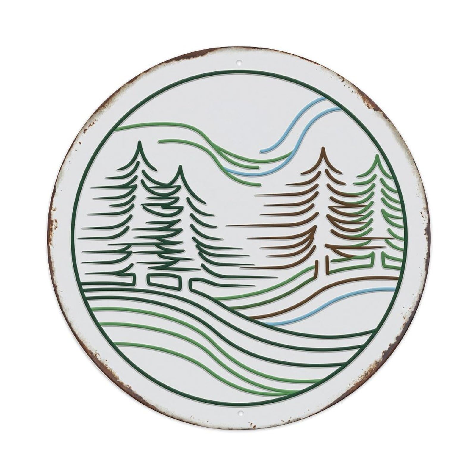 BlackForest Streamline Woods Travel Metal Tin Sign Plaque Wall Decor for Cafe, Club, Garden Round Metal Poster 8x8Inch