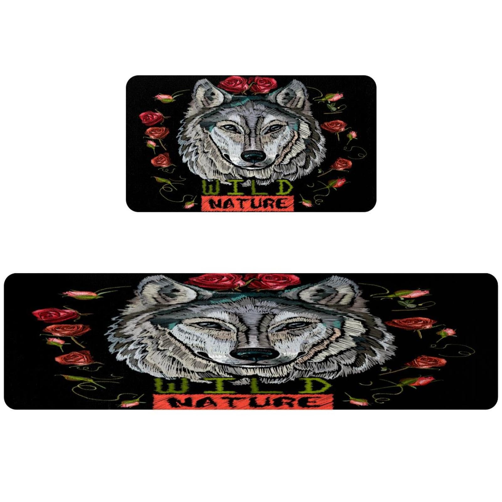 Alfombrillas de cocina para evitar resbalones juego de alfombras absorbentes lavables lobo