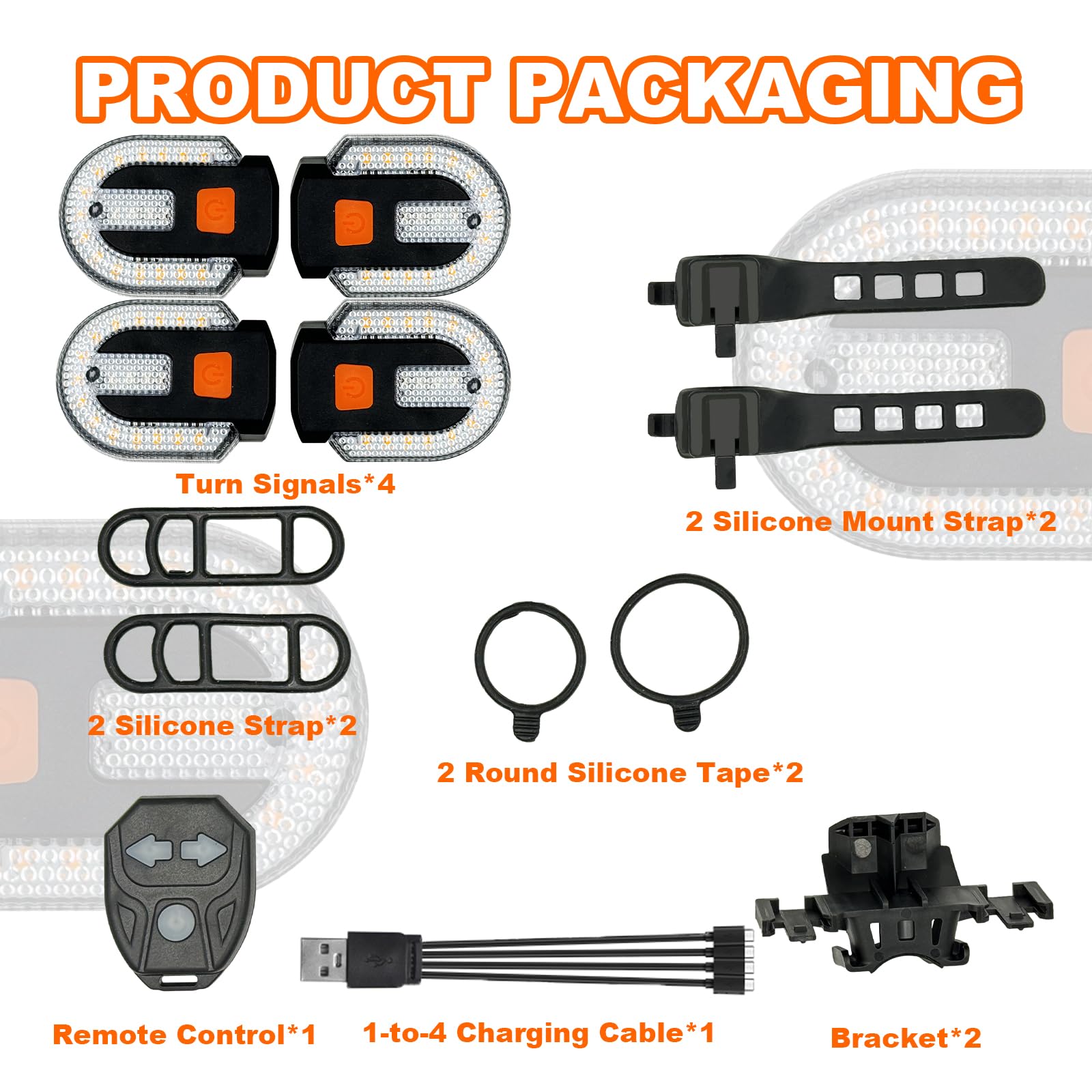 Luz trasera para bicicleta con señal de giro, luces traseras para bicicleta, control remoto inalámbrico, recargable por USB, 5 modos, impermeables, se pueden montar en la parte delantera y trasera (4