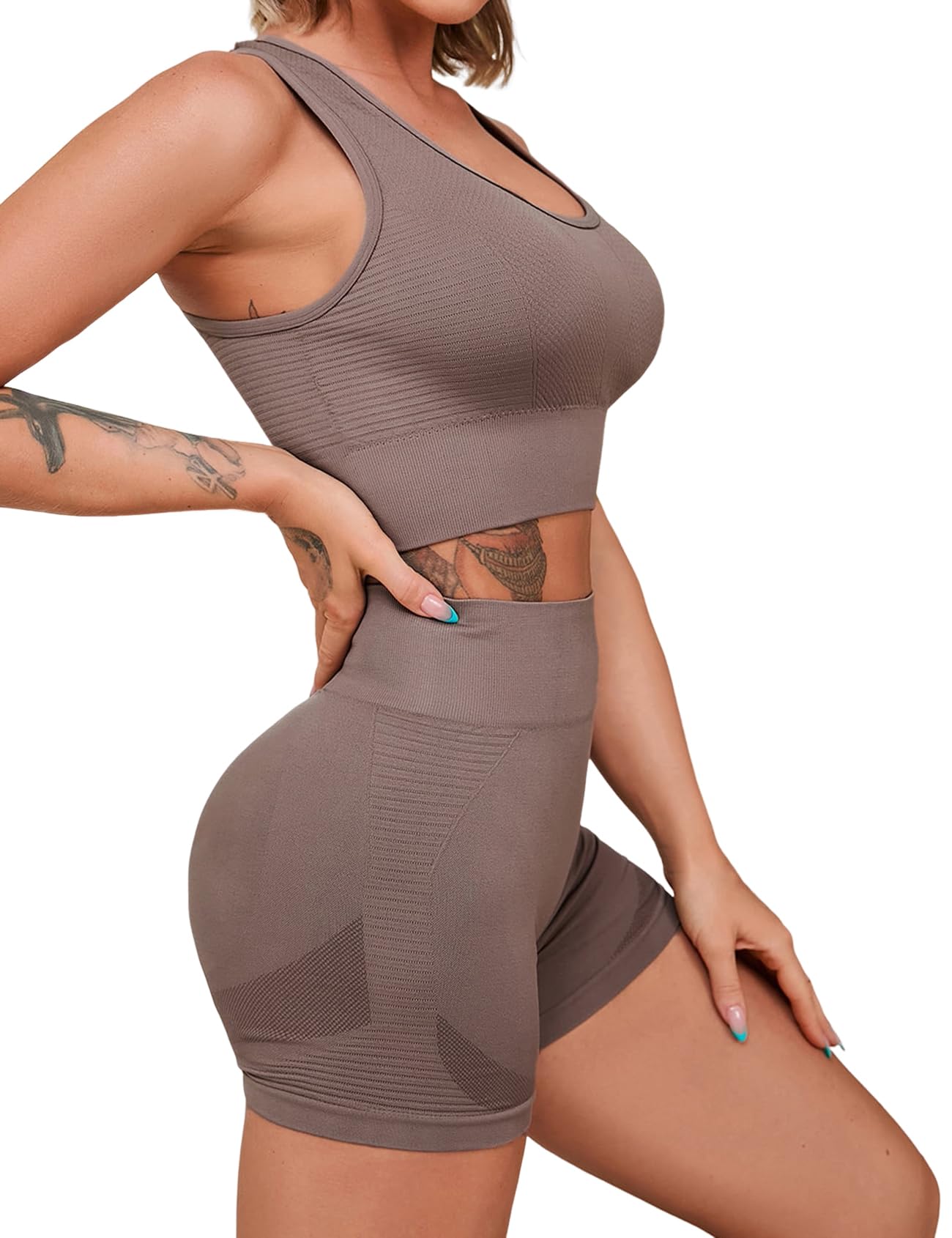 HANERDUN 2 Piezas Conjunto Deportivo Mujer Conjuntos Deporte Ropa Deportiva Yoga Gimnasio Verano