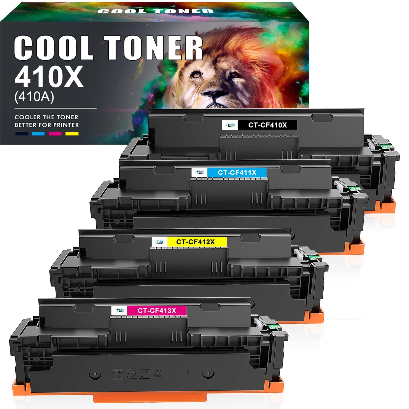 Cool Toner Compatible Toner Cartridge Replacement for HP 410X 410A CF410X CF410A M477fdw Toner Cartridge for HP Pro MFP M477fdw M477fnw M477fdn Pro M452dn M452dw M452nw Toner Ink Printer (BCMY)