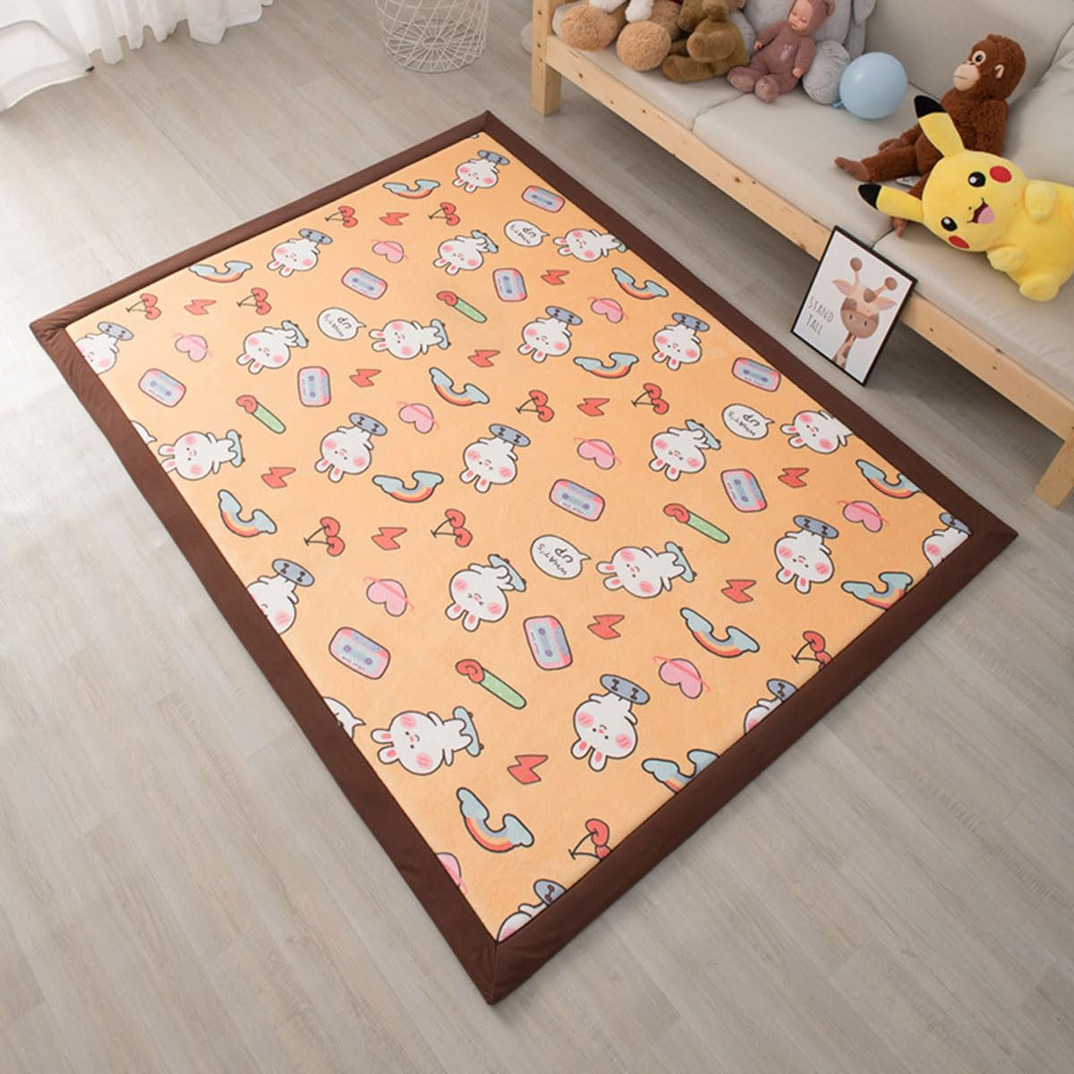 Single tree forest Large Area Rug, 2cm Thick Kids Carpet-rainbow bunny-100 * 200cm
