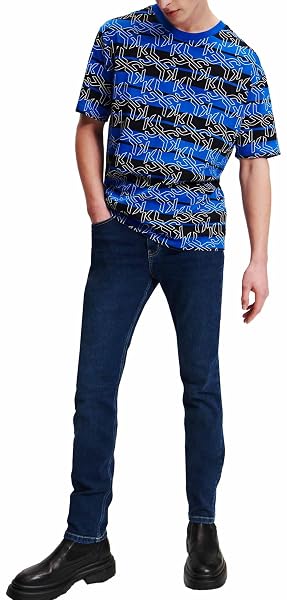 KARL LAGERFELD JEANS Uomo Skinny Denim Blu Scuro Slavato 3332