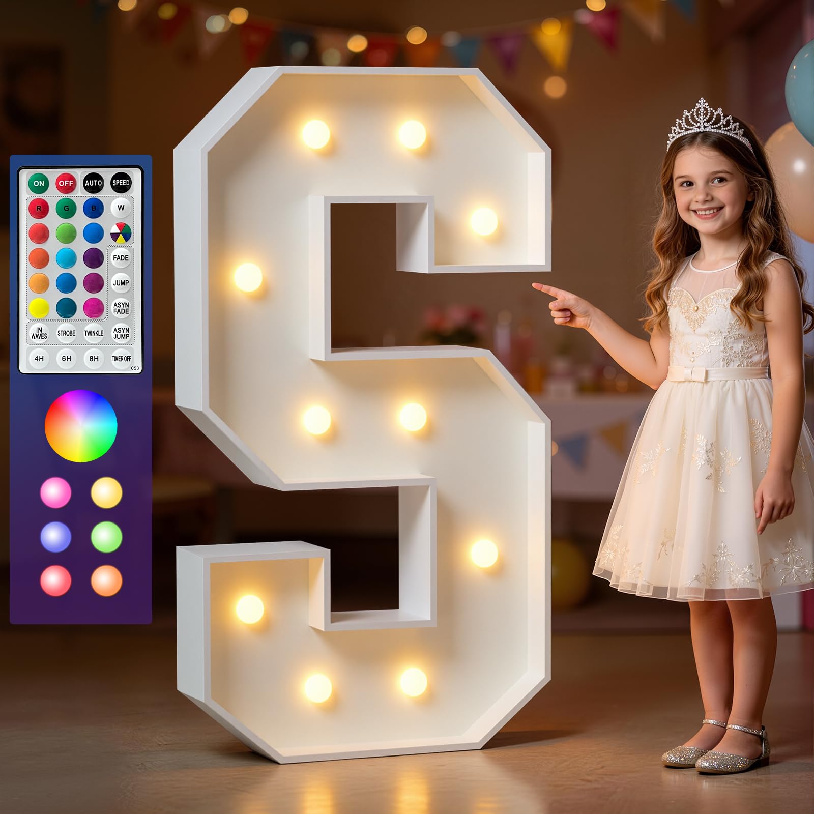 Marquee Letters Colorful, 4ft Light Up Letter S, 18 Colors Changing LED — image 1