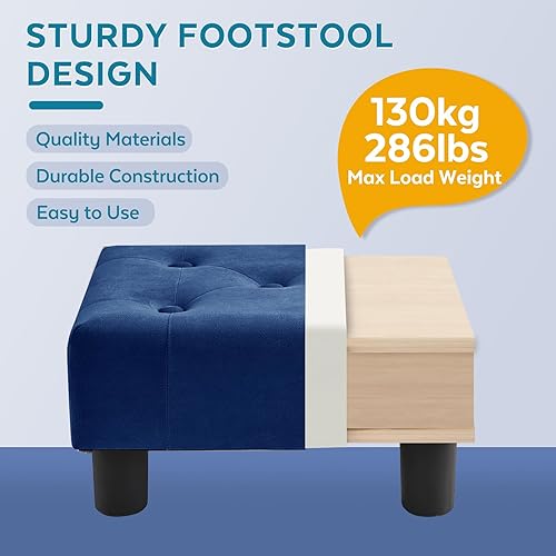 Miniatura 3 de Taburete pequeño otomano, reposapiés otomano de terciopelo, reposapiés para sofá, reposapiés rectangulares y otomanos, pequeño para sala de estar,