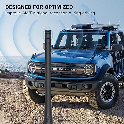 Miniatura 7 de PYGHAP Elegante antena de radio AM FM de 6 pulgadas, compatible con antena de goma flexible Ford Bronco Sport, antena de varilla a prueba de lavado