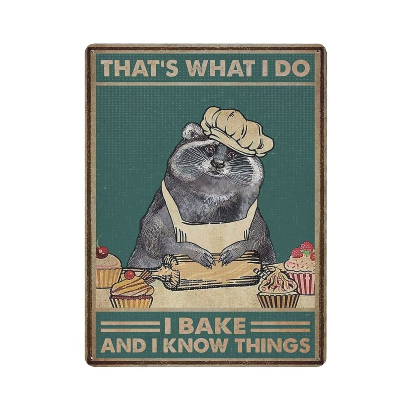 AOOEDM I Bake And I Know Things Metal Sign for Home Coffee Garage Wall Decor Vintage Poster Bar Signs for Home Bar Retro Metal Tin Sign