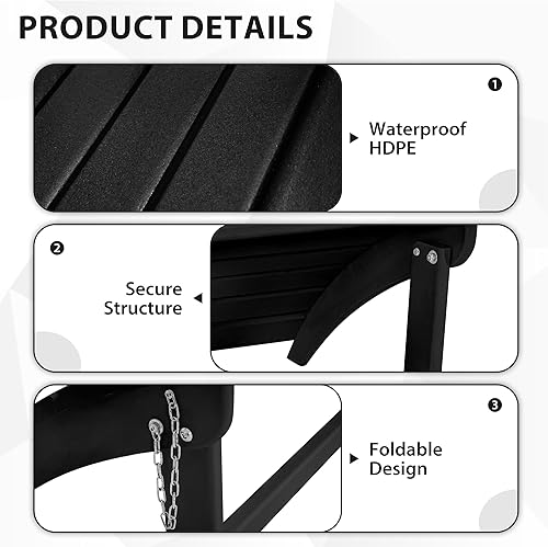 Miniatura 4 de Sundale Outdoor Silla Adirondack otomana de plástico resistente al agua, reposapiés, resistente a la decoloración y al óxido, perfecta para patio,