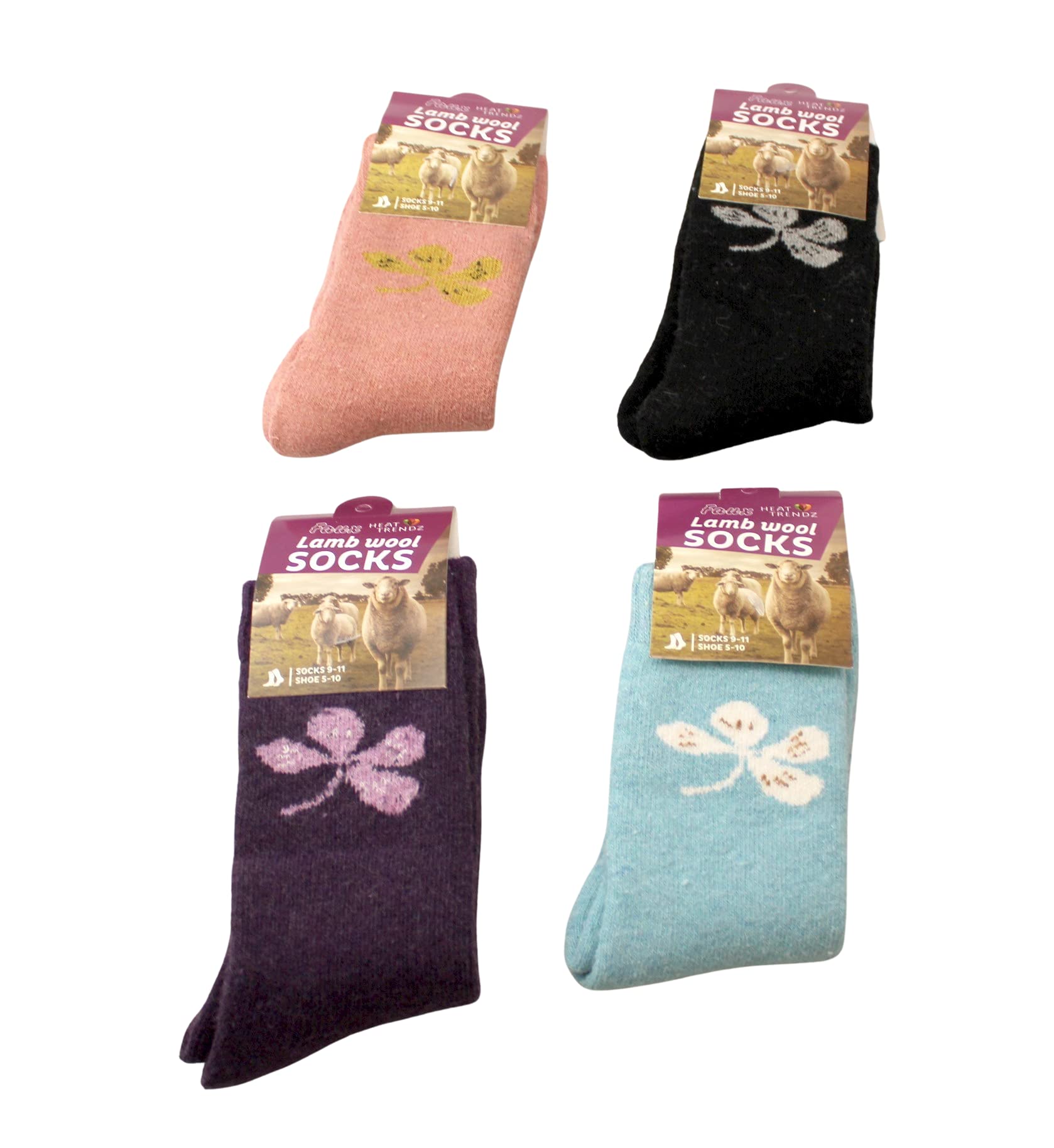 Dependable Industries inc. Essentials 4 Pair Ladies Women's Trendy Wool Socks Winter Athletic Crew Sock Warm Hiking Mid Calf