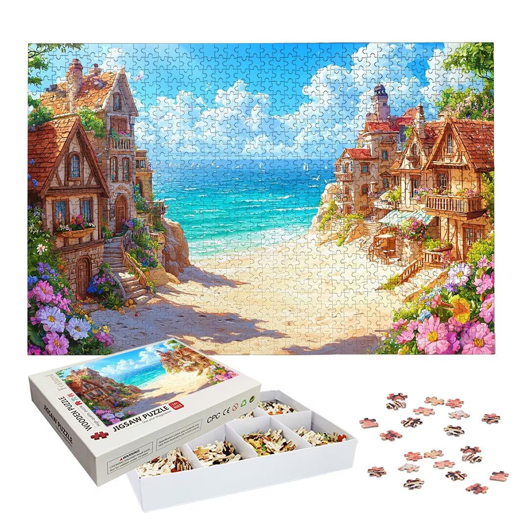 Puzzle 2000 Piezas, Puzzle Playa de Madera para Adultos, Regalos -2500