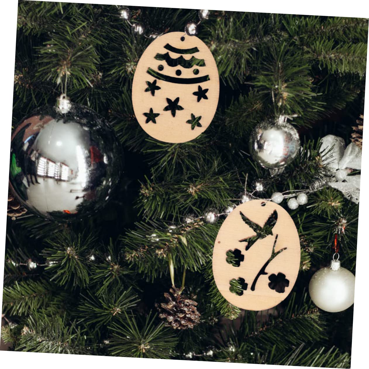 NUOBESTY 3 Juegos Manualidades De Madera Decoraciones Colgantes Adornos De Bolas De Navidad Claro Bolas De Navidad Adornos De Madera De Pascua Colgando Recortes De Bambú 100 Uds * 3