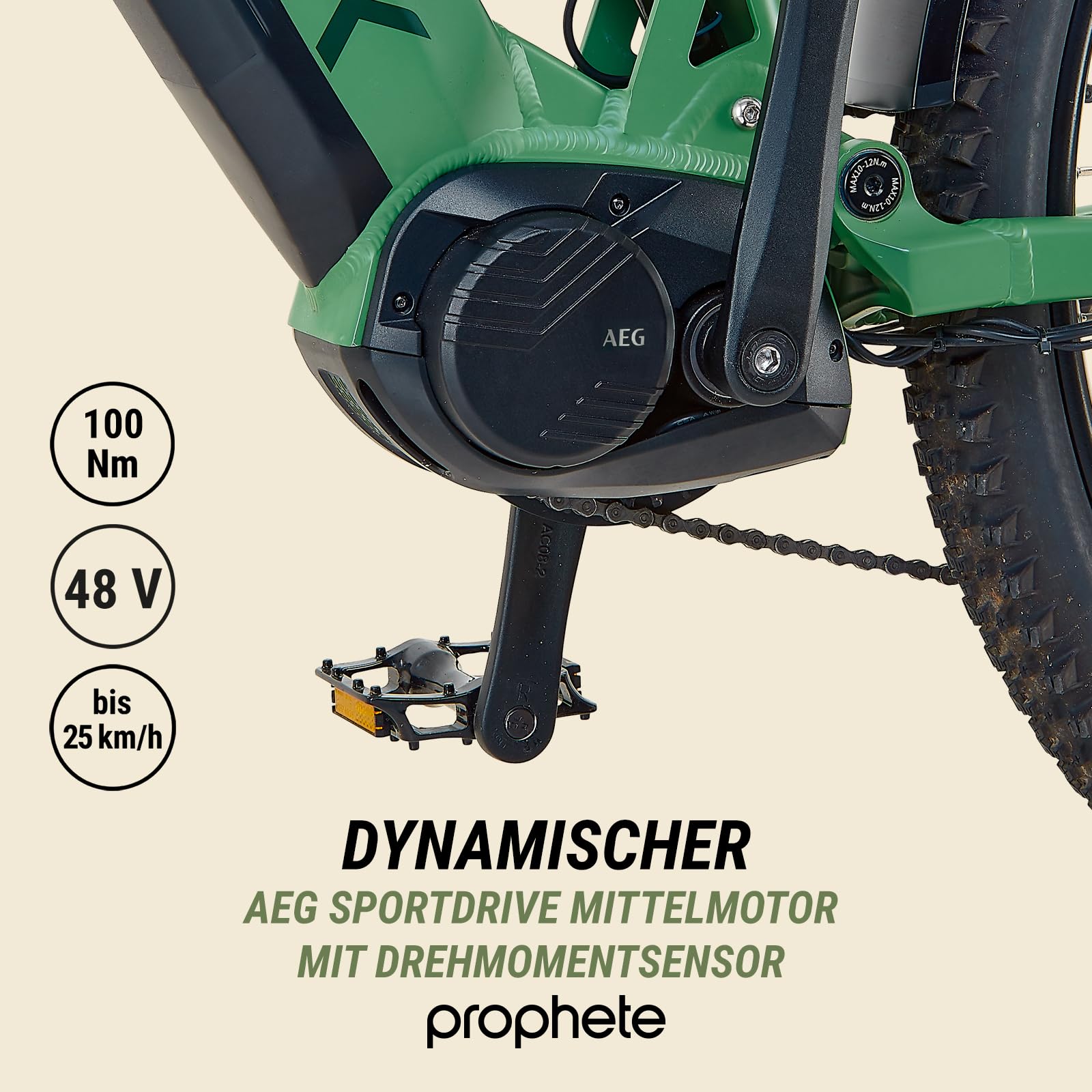Prophete Stack 5.0 SUV E-Bike Fully 29 Zoll - 720 Wh - Integrierter Akku - Mittelmotor AEG - 10-Gang Kettenschaltung - HDY. Scheibenbremse inkl. Gearsensor - Rahemnhöhe 48 cm