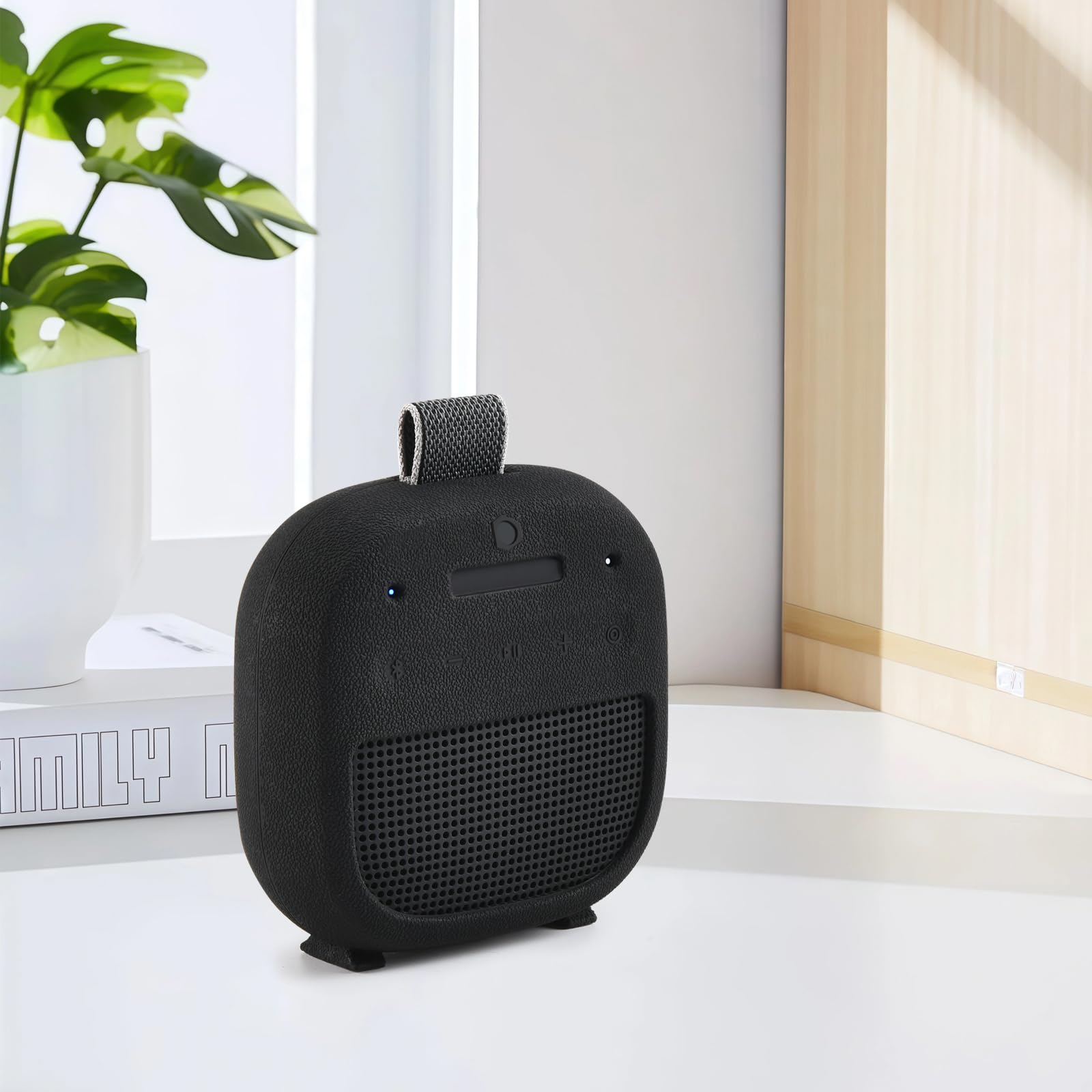 Silikonowe Etui do Bose Nowość Przenośny głośnik SoundLink Micro (2. generacji),do Bose SoundLink Micro 2nd Przenośny Pokrowiec Podróżny Futerał Ochronny z Karabinek,Czarny