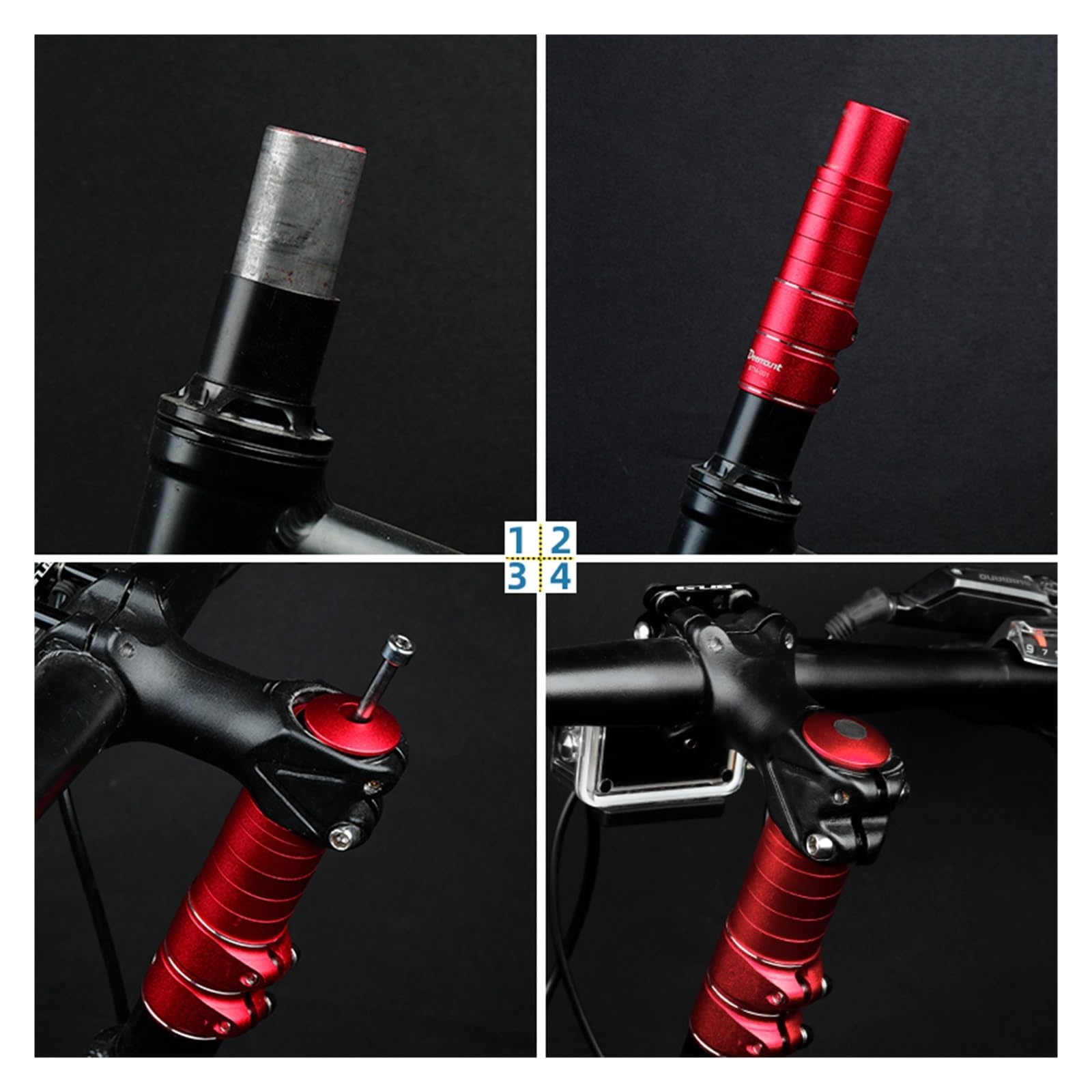 Prolunga dell'attacco Manubrio Prolunga for Altezza Stelo Forcella for Bicicletta Manubrio Adattatore for Rialzo Distanziatore in Lega di Alluminio Accessori for Ciclo 100mm 28,6mm