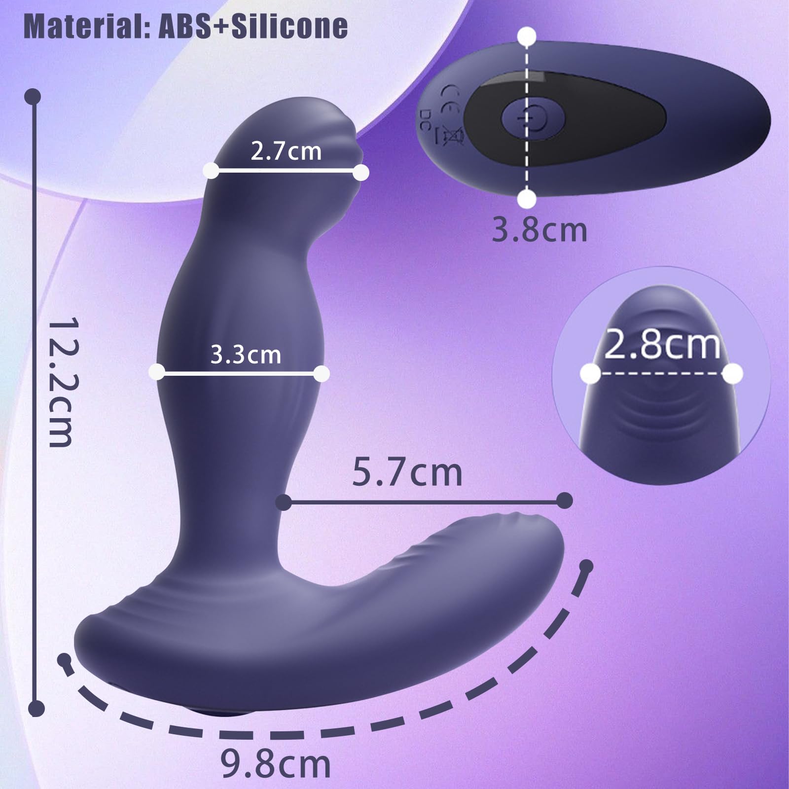 AMAZBEE Silicone Stimolatore Prostata uomini Vibratore Anale Telecomando Dildo Anale con Funzione di Schiaffo e Spinta Femmina o Gay Formazione Anale Sex Toys (Black)