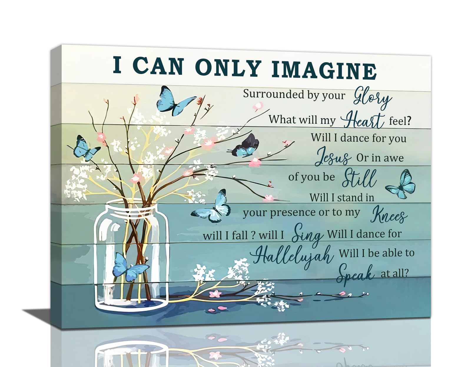 Farmhouse Floral Bathroom Pictures Wall Art, I Can Only Imagine Wall Decor, Christ Bible Framed Painting, Vintage Inspirational Canvas Artwork for