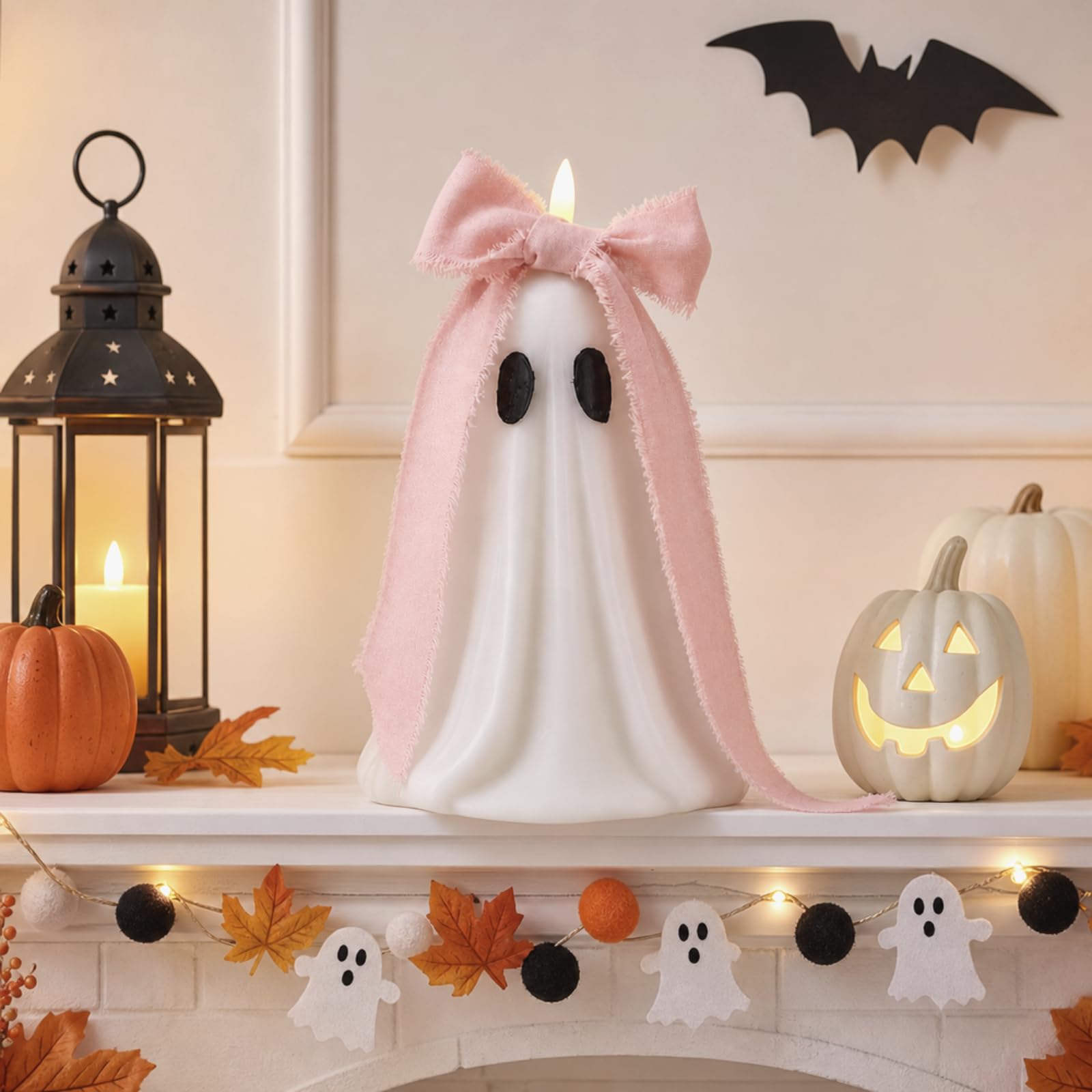 Baquler Velas LED parpadeantes sin llama con temporizador, control remoto, aroma a pilas (blanco, fantasma)