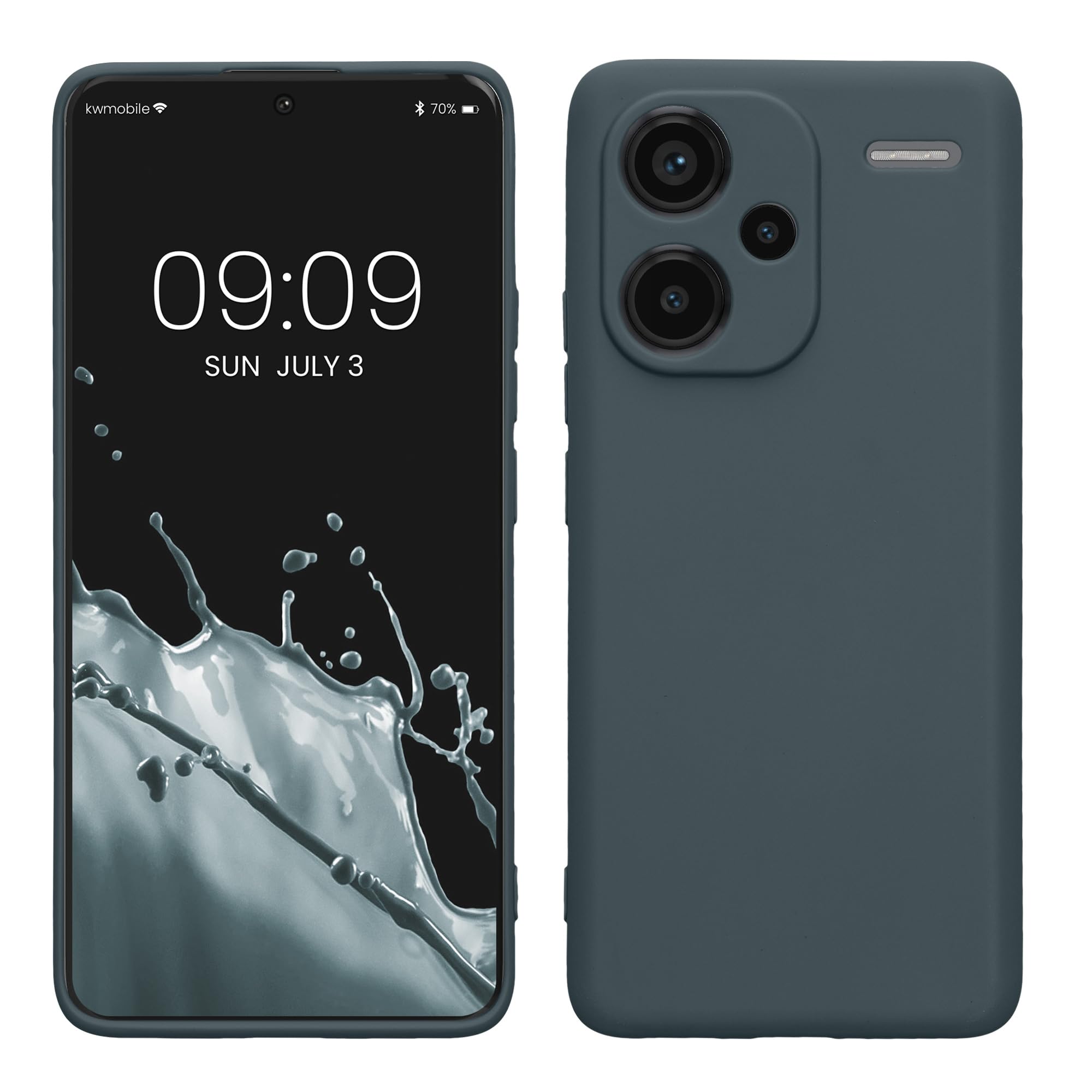 kwmobile Case Compatible with Xiaomi Redmi Note 13 Pro Plus 5G Case - Protective Slim TPU Phone Cover - Soft Matte Finish - Dark Slate