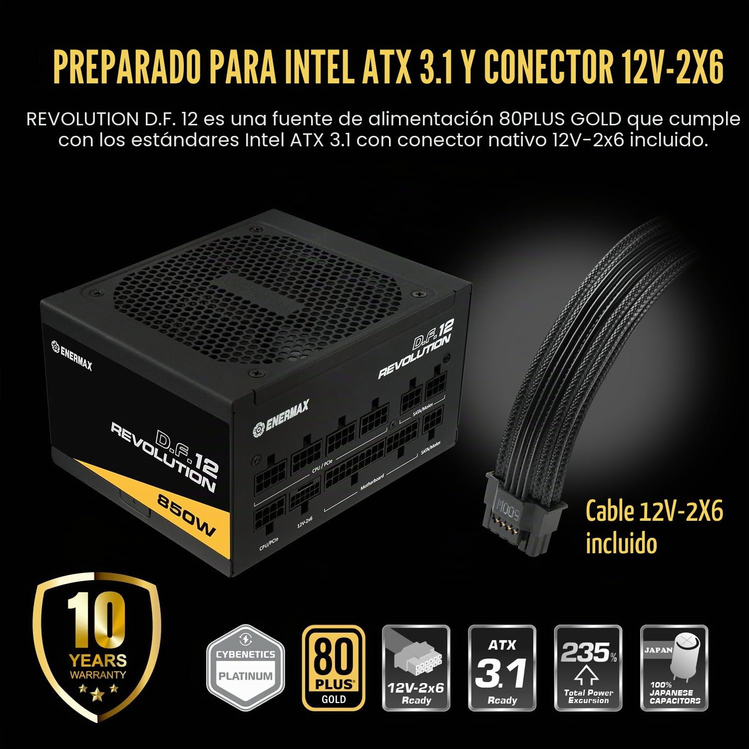Enermax Revolution D.f.12 Alimentatore Per Computer 850 W 20+4 Pin Atx Atx Nero (enermax Revolution D.f. 12 Str?mforsyn)