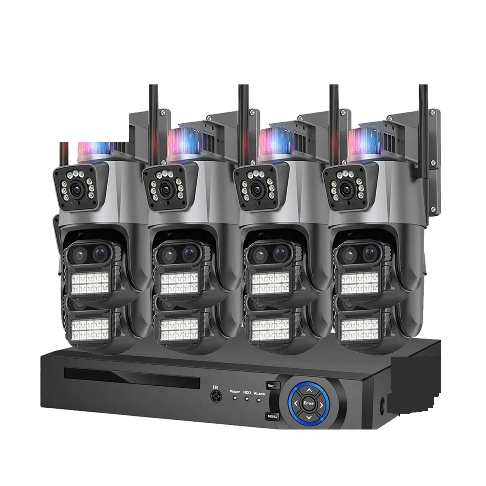 Kit sans Fil à Trois objectifs avec Zoom 8X de 10e génération(2T,4 Cameras 10CH NVR)