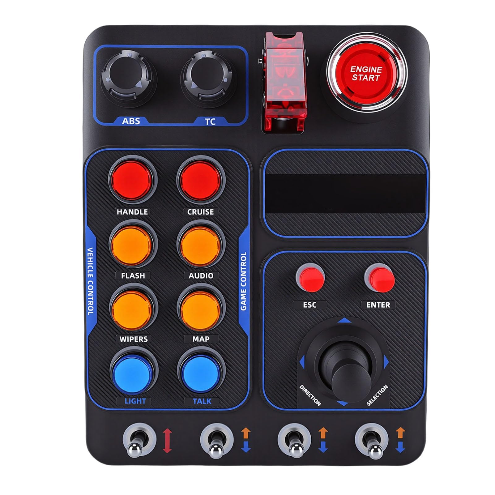 YUEHISY Scatola di Controllo Centrale di Gara del Simulatore, Controllo di Guida del Simulatore, 19 Pulsanti 9 Tipi 30 Opzioni Programmabili con Retroilluminazione RGB e USB per PC