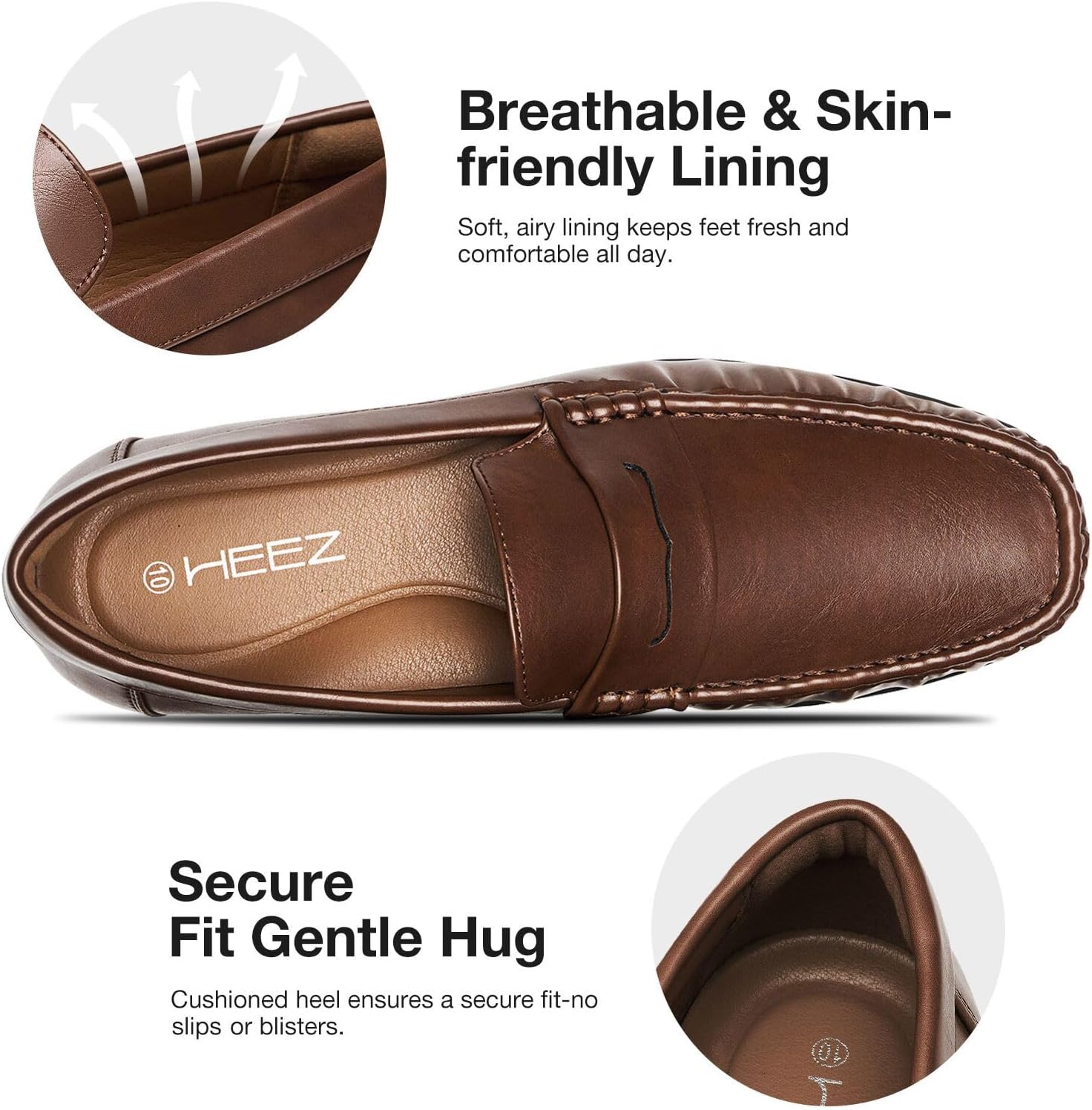HEEZ Men's Loafers Slip On Dress Shoes Penny Loafers Leather Casual Driving Boat Shoes for Men - Image 3