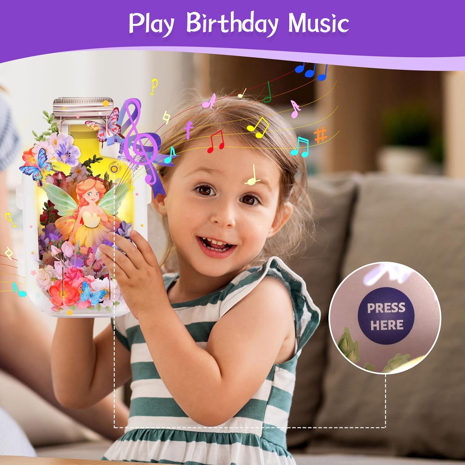 Musical Birthday Cards, Pop-Up Fairy with Flowers Birthday Card Featuring Colorful Lights, Birthday Cards for Girls, Daughters, Granddaughters, Nieces - Image 3