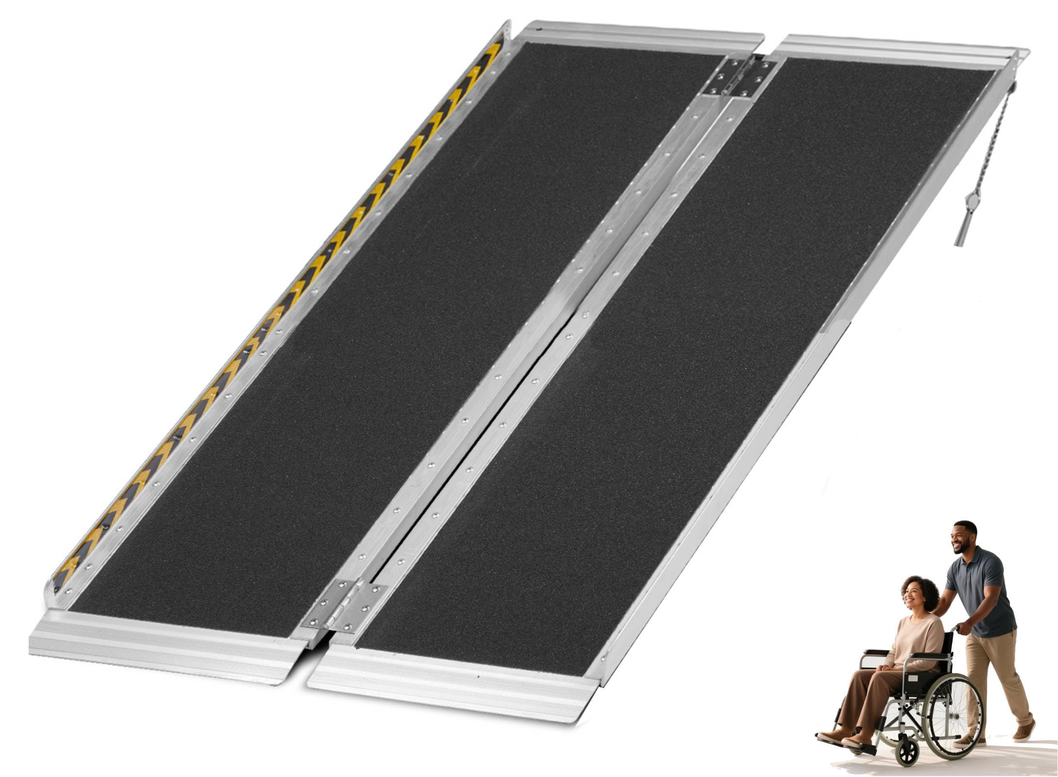 MOTORHOT 4ft Portable Wheelchair RampsAluminum Threshold Ramps for Wheelchair Scooter for Transitioning Curbs Thresholds Doorway Access Door Anti Slip Ramp 28in Wide