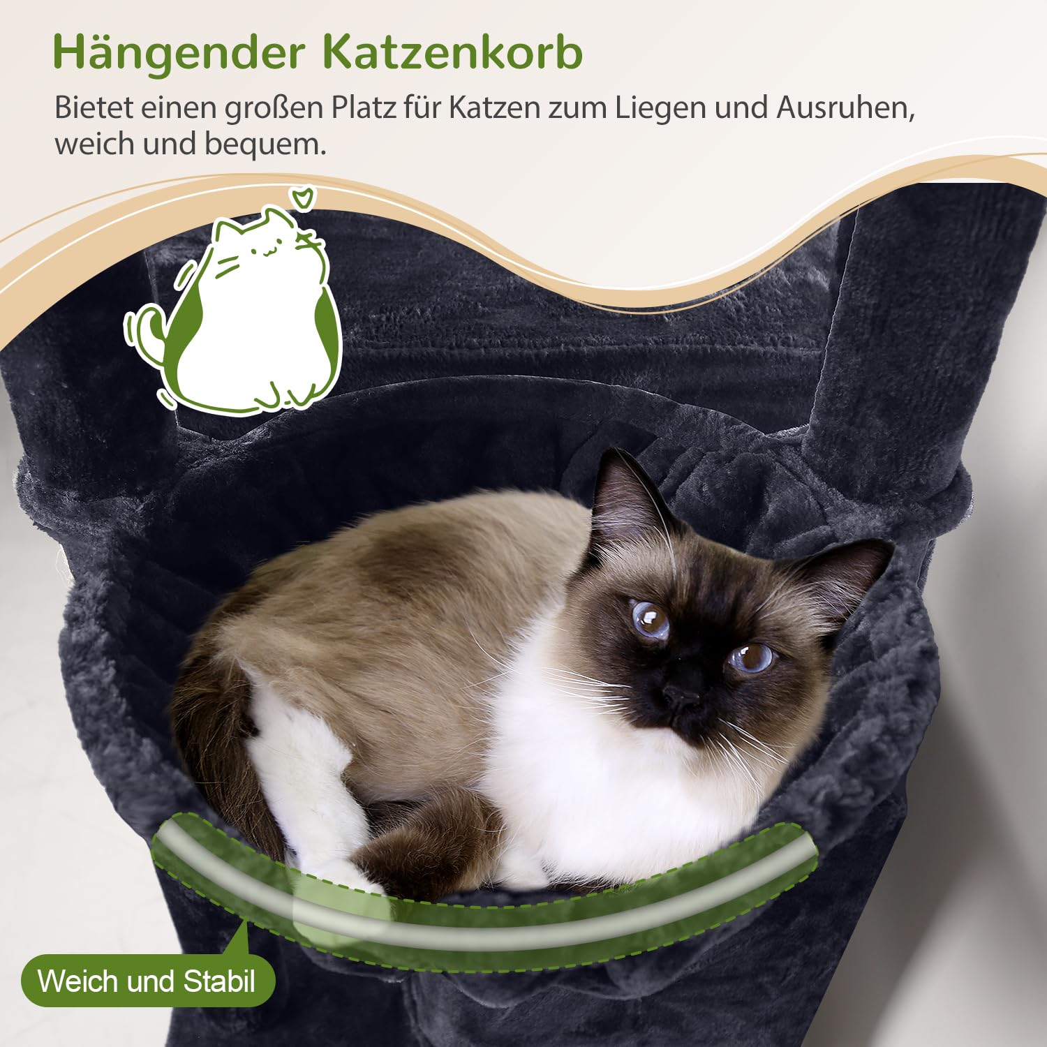 Globlazer F76 Kratzbaum 195 cm mit Große Katzenhaus Hängematte für 2 Katzen | Katzenbaum Stabil Weiche Plüsch, Sicherheit Kippschutz, Einfach zu installiere Aktivitätskratzbäume für Große Katzen Kätzchen