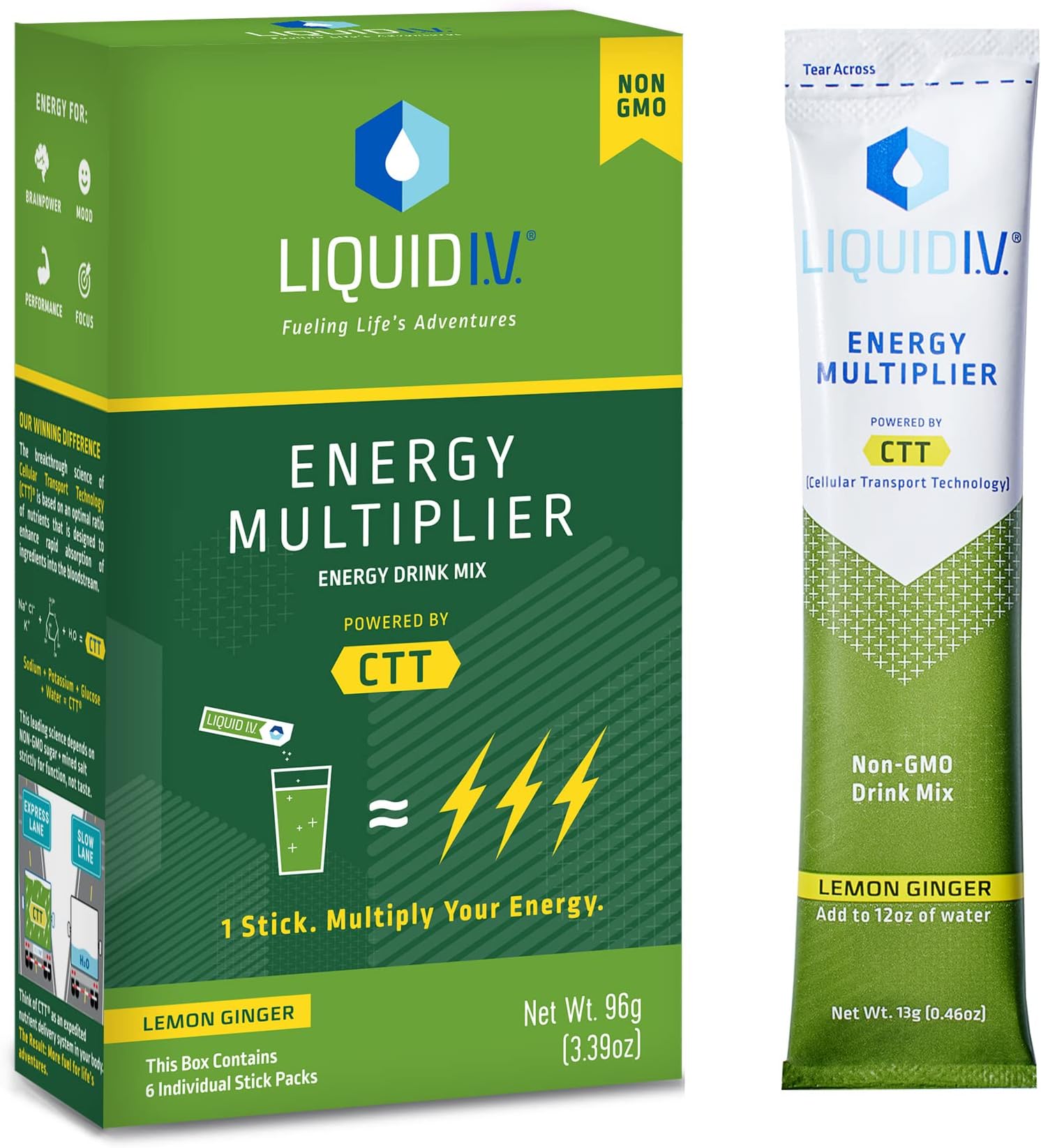 Liquid I.V. Energy Multiplier Energy Drink Mix - Lemon Ginger - 6 sticks