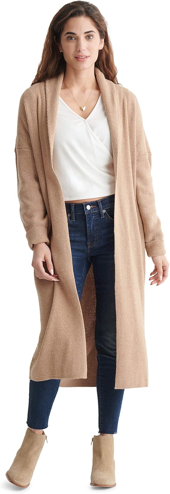 long tan cardigan sweater