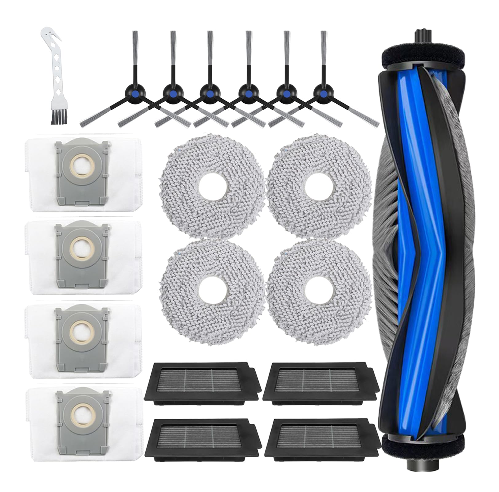 Odashen 20 Pack Replacement Accessories Kit for Ecovacs Deebot T50 Max Pro Omni Vacuum Cleaner, 1 Main Brush, 6 Side Brush, 4 HEPA Filter, 4 Mop Pads,