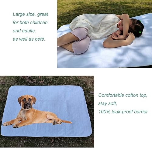 Miniatura 3 de Juego de 2 almohadillas acolchadas de algodón de 34 x 52 pulgadas, reutilizables, para incontinencia, lavables, duraderas, impermeables, extra