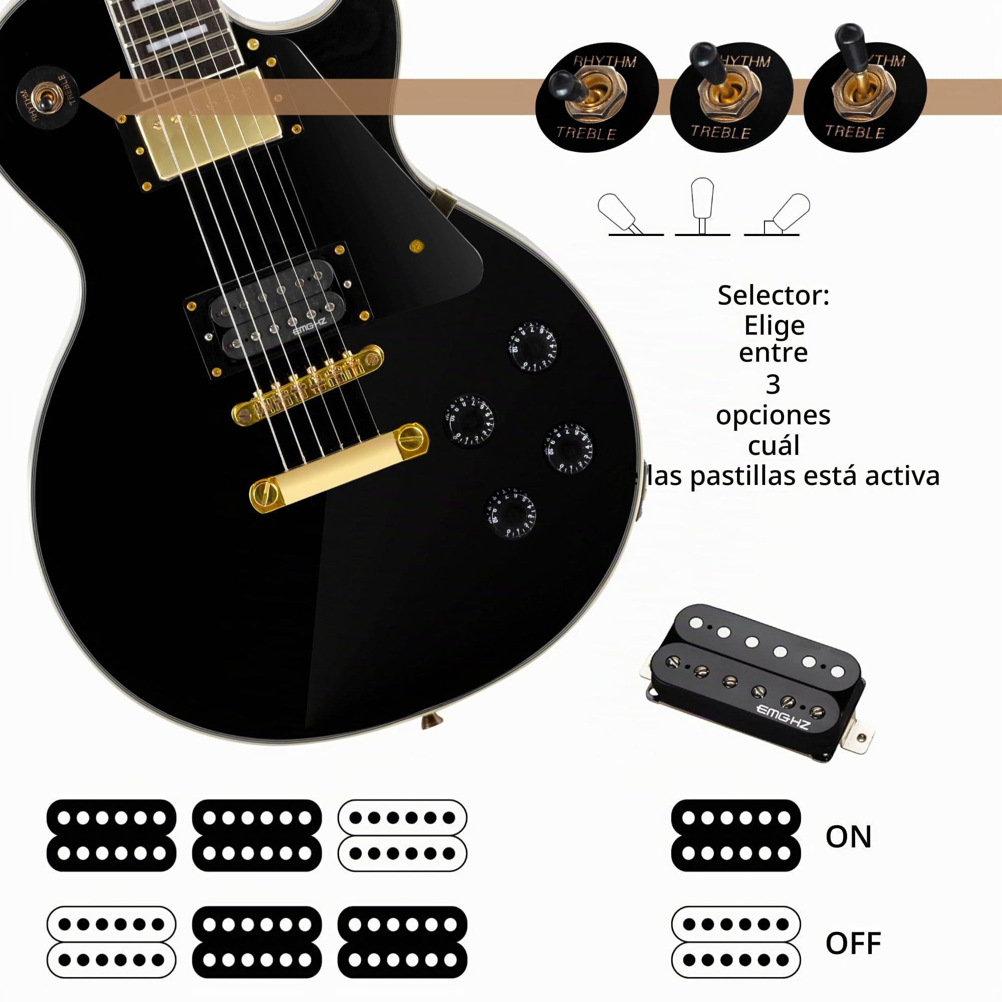 Rocktile Pro L-200BK Deluxe Guitarra Eléctrica Negra