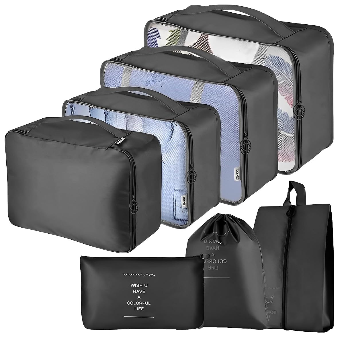 7 Set Packing Cubes Luggage Packing Organizers for Travel Accessories