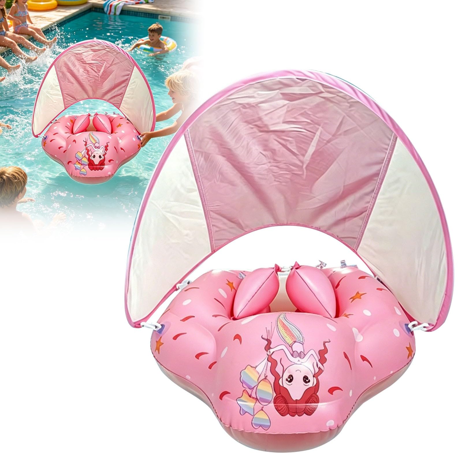 Swim Ring Anti Tip Sunshade Toys Chair,Pool Ring Float Buoyancy (PK)