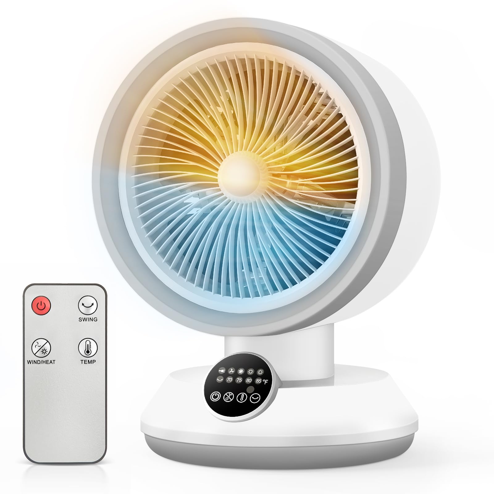 Heater and Fan Combo for Indoor Use 2-in-1 1500W Portable Desk Heating Cooling Fan Oscillating with Adjustable Thermostat