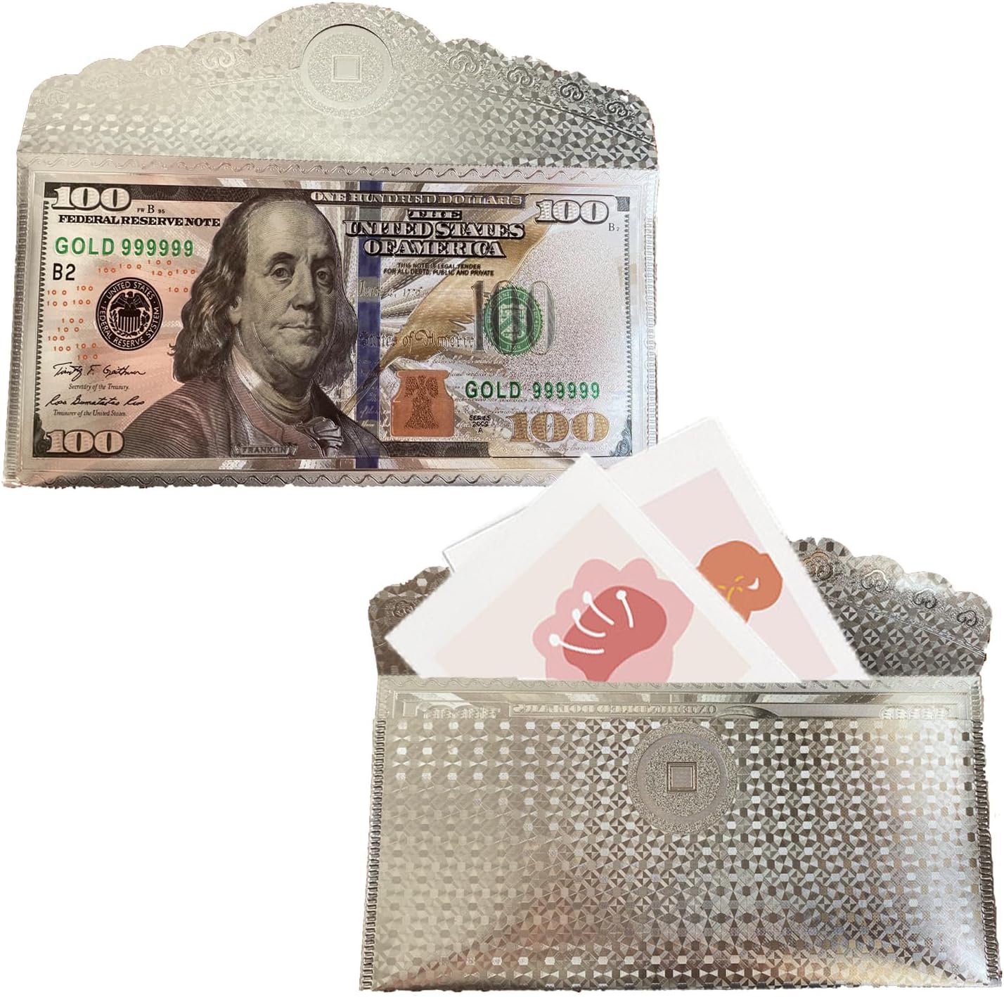 Old Money 6PCS Gold Dollar Bill Set Gold Old US Banknote Colorful USD  2/10/100/1000 Gifts 10 Dollar Gift Card