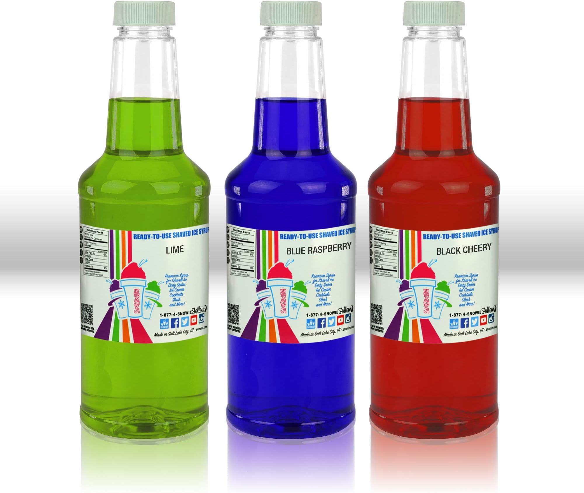 SNOWIE - Premium Shaved Ice Snow Cone Syrup Ready To Use 3 pack (Sugar Free Pack)