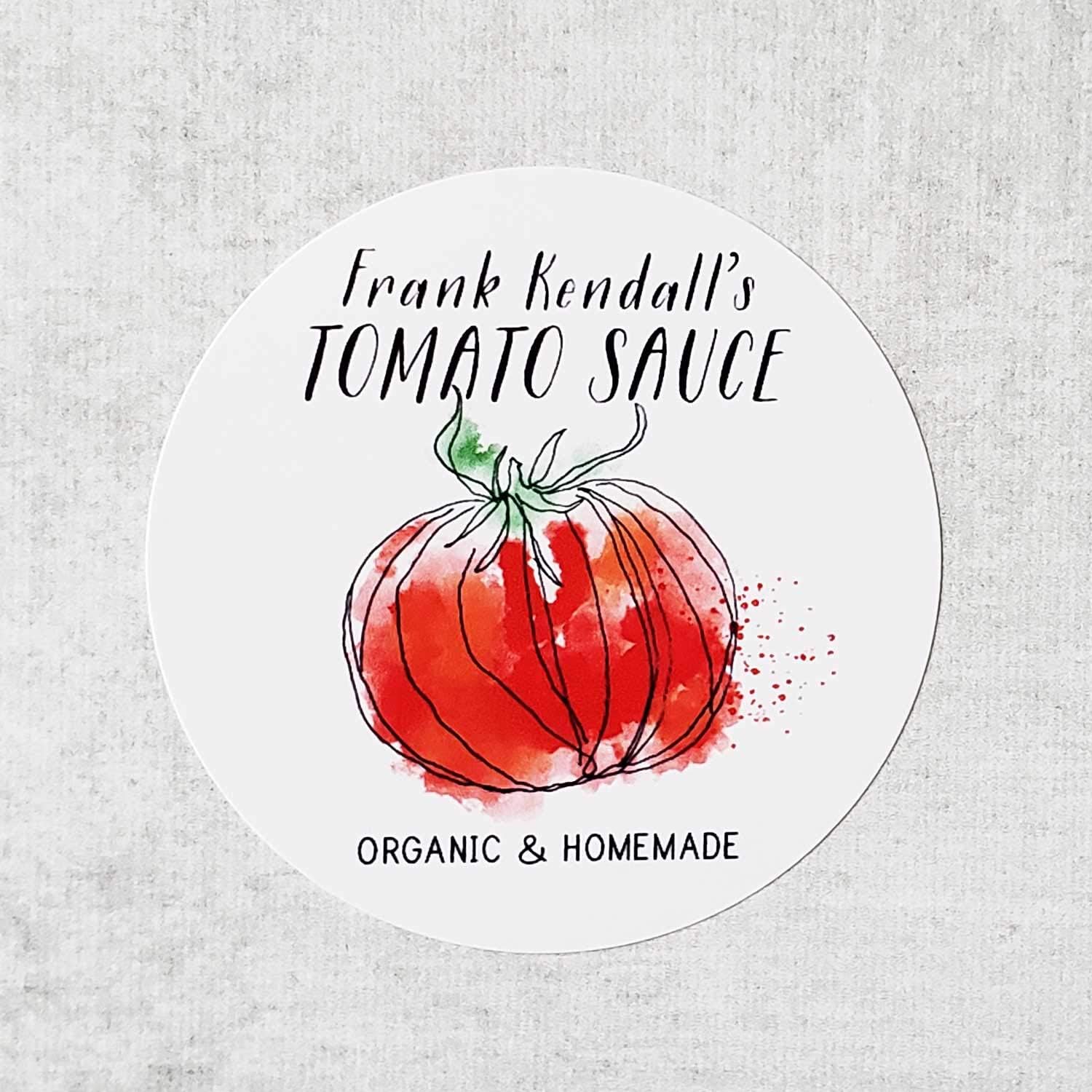 Personalized Tomato Sauce Labels (Sketch Graphic) (18, 2" Round)