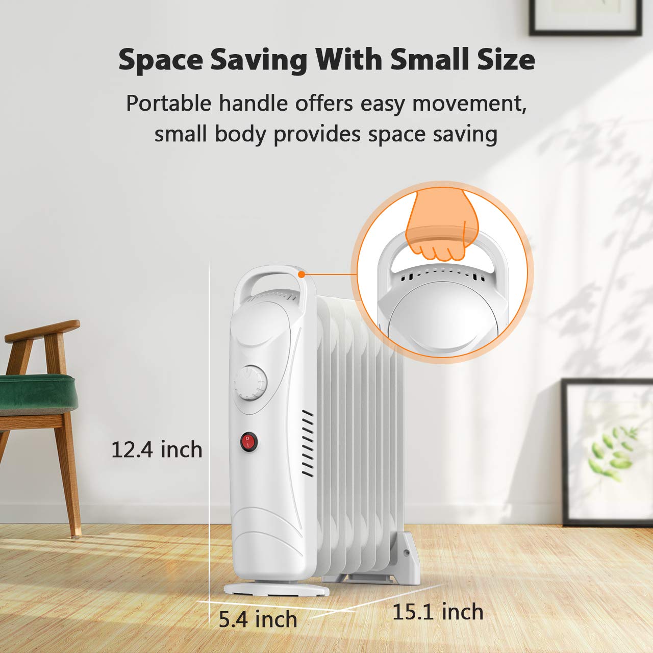Oil Heater, 700W Air Choice Oil Filled Radiator Heater with Thermostat,  Indoor Quiet Heater Heat Up 120 Square Feet quickly, Automatic Power-off  and Durable Radiator Heater : Home u0026 Kitchen - Amazon.com