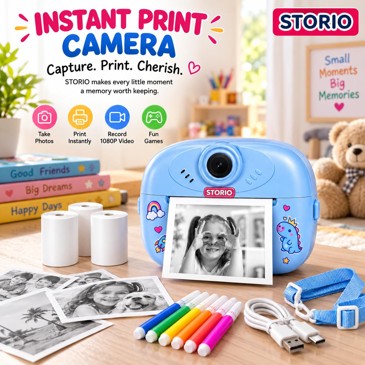 Storio Camera with Print - Instant Kids Camera -2